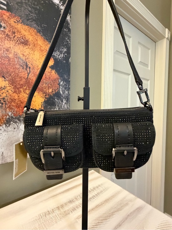 Michael Kors Handbags - Michael Kors Zoe Small Rhinestoned Cargo Utility Shoulder Bag